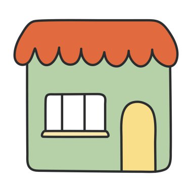 A flat design icon of shop architecture