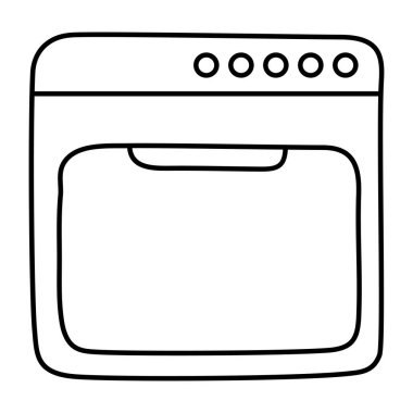 Yemek pişirme aralığının çizgi tasarım simgesi