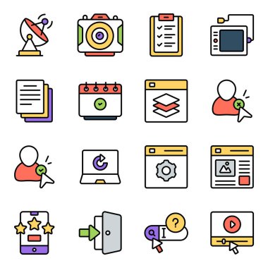 Ui ve Ux Düz Simgeleri Kümesi