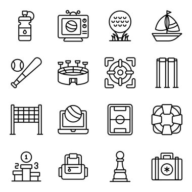 Spor Aletleri Seti Doğrusal Simgeleri 