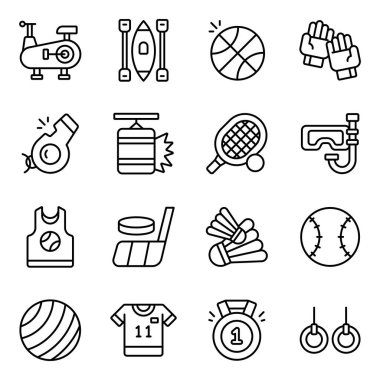 Spor Araçları Seti Doğrusal Simgeleri 