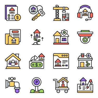 Binalar düz simgeler kümesi