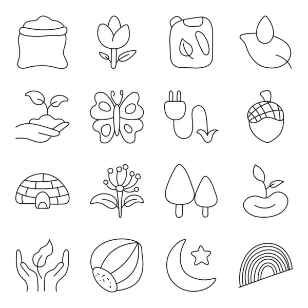 Stock vector Set of Botany Linear Icons 