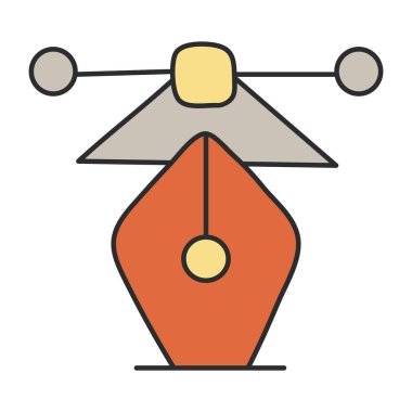        Pen with nodes on web page, bezier tool icon 