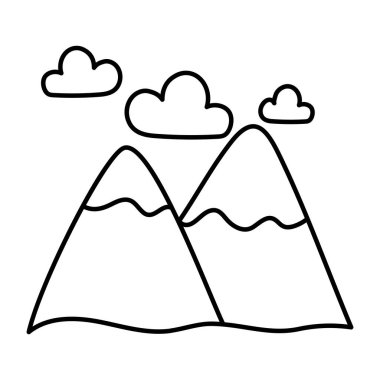 Güneşli tepeleri olan dağların eşsiz bir tasarım ikonu. 