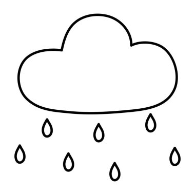 Beyaz arkaplanda izole edilmiş doğrusal tasarım yağmur ikonu 
