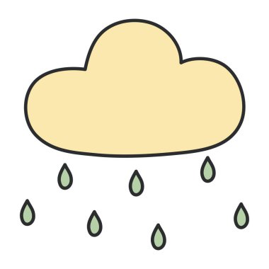 Düz dizaynlı yağmur ikonu beyaz arkaplanda izole edildi 