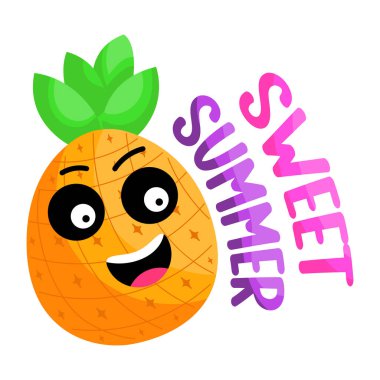 Güzel bir ananas tasarımı çıkartması. 