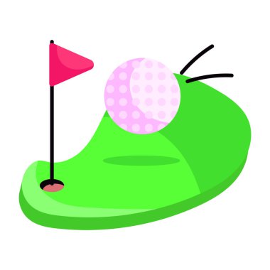 Golf sahası kavramına sahip bayrak