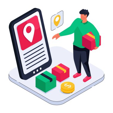 Mobil parsel konumu için mükemmel tasarım çizimi 