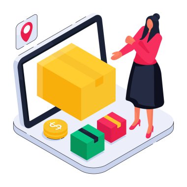 Online paketin bir illüstrasyon tasarımı