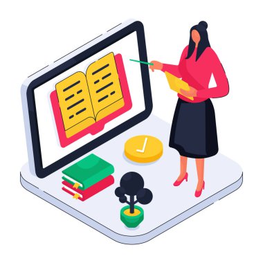 Online öğrenmenin bir illüstrasyon tasarımı