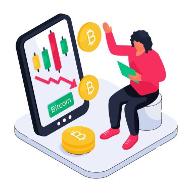 Aşağı doğru btc sembolize edilmiş bitcoin kaybı kavramı ile oklar