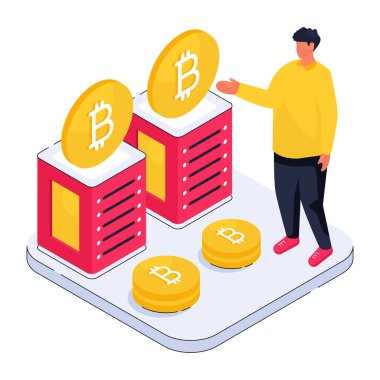 Bitcoin sunucusunun yaratıcı tasarım çizimi 