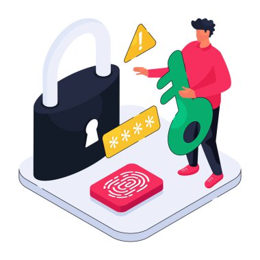 Asma kilidin premium tasarım çizimi 