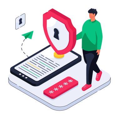 Mobil erişimin kavramsal izometrik tasarım çizimi