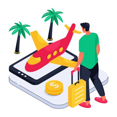 Online uçuş rezervasyonunun yaratıcı tasarım çizimi 