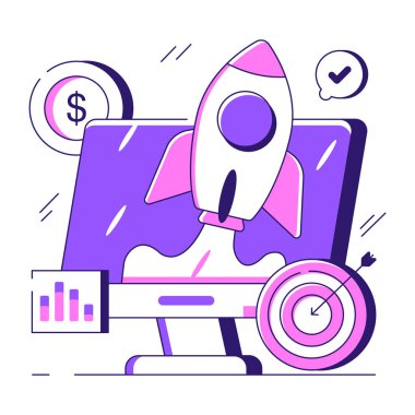 Sistem başlatmasının düz tasarım çizimi