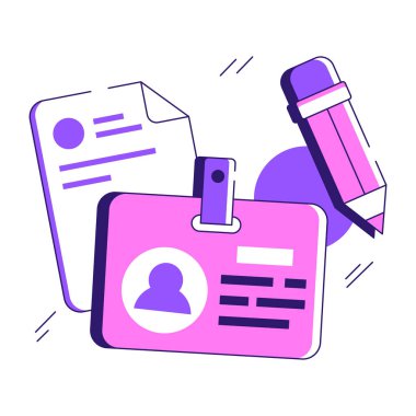 Öğrenci kartının yaratıcı tasarım illüstrasyonu