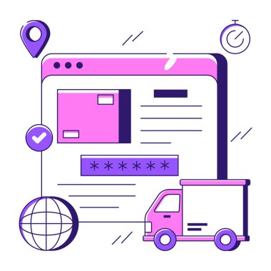 Online paketin bir illüstrasyon tasarımı