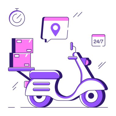 Scooter dağıtımı illüstrasyonu, düzenlenebilir vektör