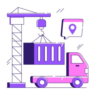 Konteynır kaldırmanın modern tasarım çizimi