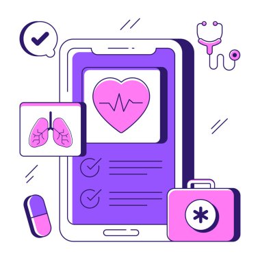 Mobil tıbbi uygulamanın son moda vektör tasarımı