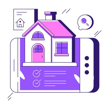 Çevrimiçi evin modern tasarım çizimi