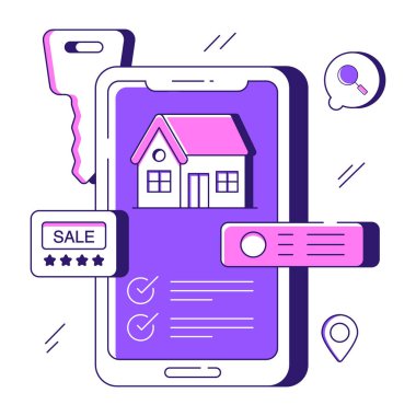 Mobil ev satışının yaratıcı tasarım çizimi