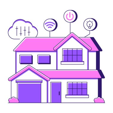 Akıllı evin düz tasarım çizimi