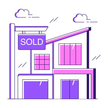 Satılan evin yaratıcı tasarım illüstrasyonu