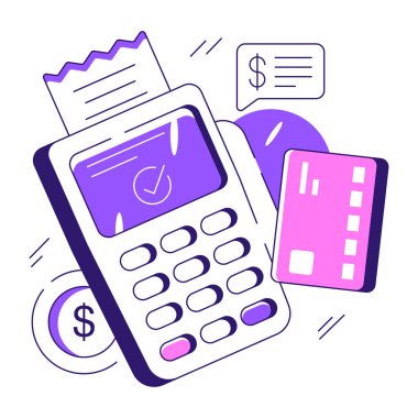 Fatura makinesinin modern tasarım çizimi