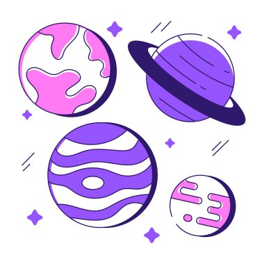 Dönen gezegen vektörünün modern tasarım çizimi 