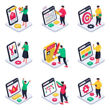 Arama Motoru Optimizasyonu Isometric Resimleri