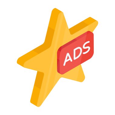 Favori reklamın düz izometrik tasarım simgesi