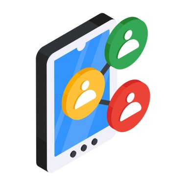 Mobil ekibin beyaz arkaplanda izole edilmiş bir simge tasarımı 