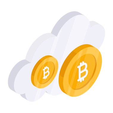 Modern design icon of cloud bitcoin