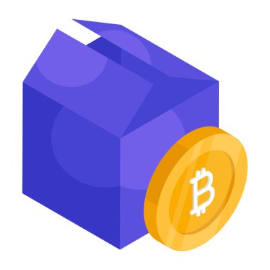 Bitcoin paketinin modern tasarım simgesi 