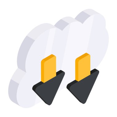 Conceptual flat design icon of cloud download