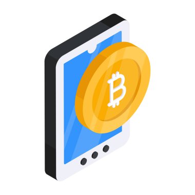 Mobil bitcoin 'in düz tasarım simgesi