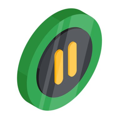 Duraklat düğmesinin kavramsal izometrik tasarım simgesi 