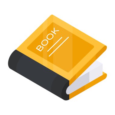 Kitabın düz bir izometrik tasarım simgesi