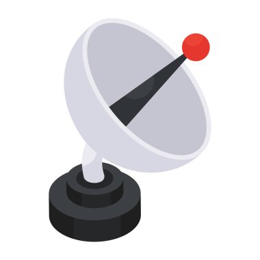 uydu anteninin düz izometrik tasarım simgesi