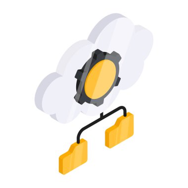 Bulut ayarlarının kavramsal düz izometrik tasarım simgesi