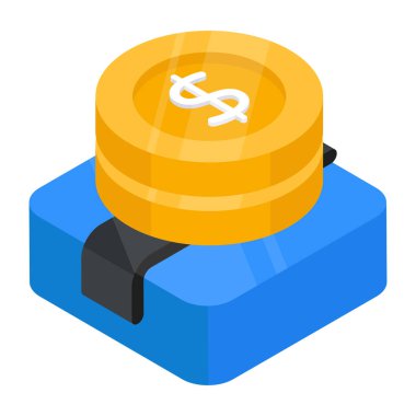 Teslimatta paranın kavramsal düz izometrik simgesi