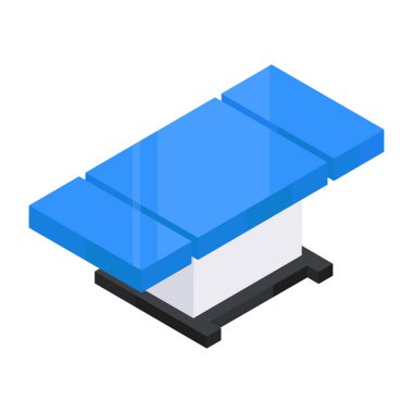 Ameliyathane yatağının düz izometrik tasarım ikonu