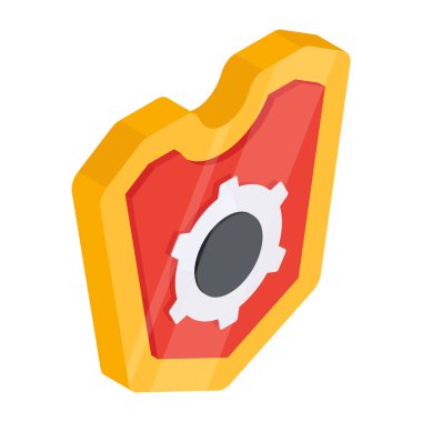 Gear inside shield, icon of security setting 