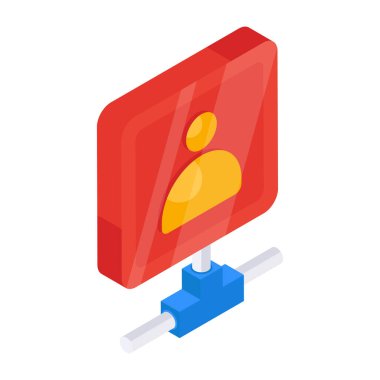 Ağ kullanıcısının kavramsal düz izometrik tasarım simgesi