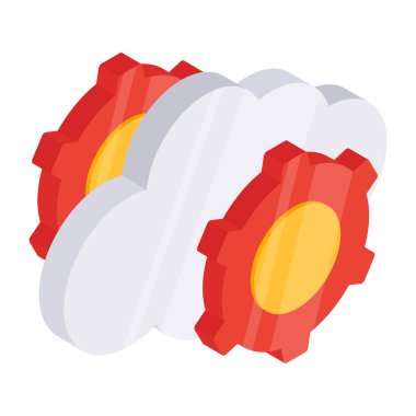 Conceptual flat design icon of cloud setting