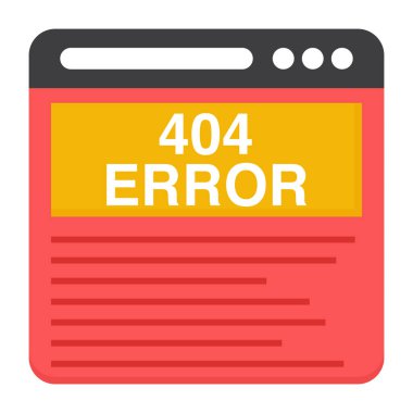 Hata 404 'ün düz tasarım simgesi.